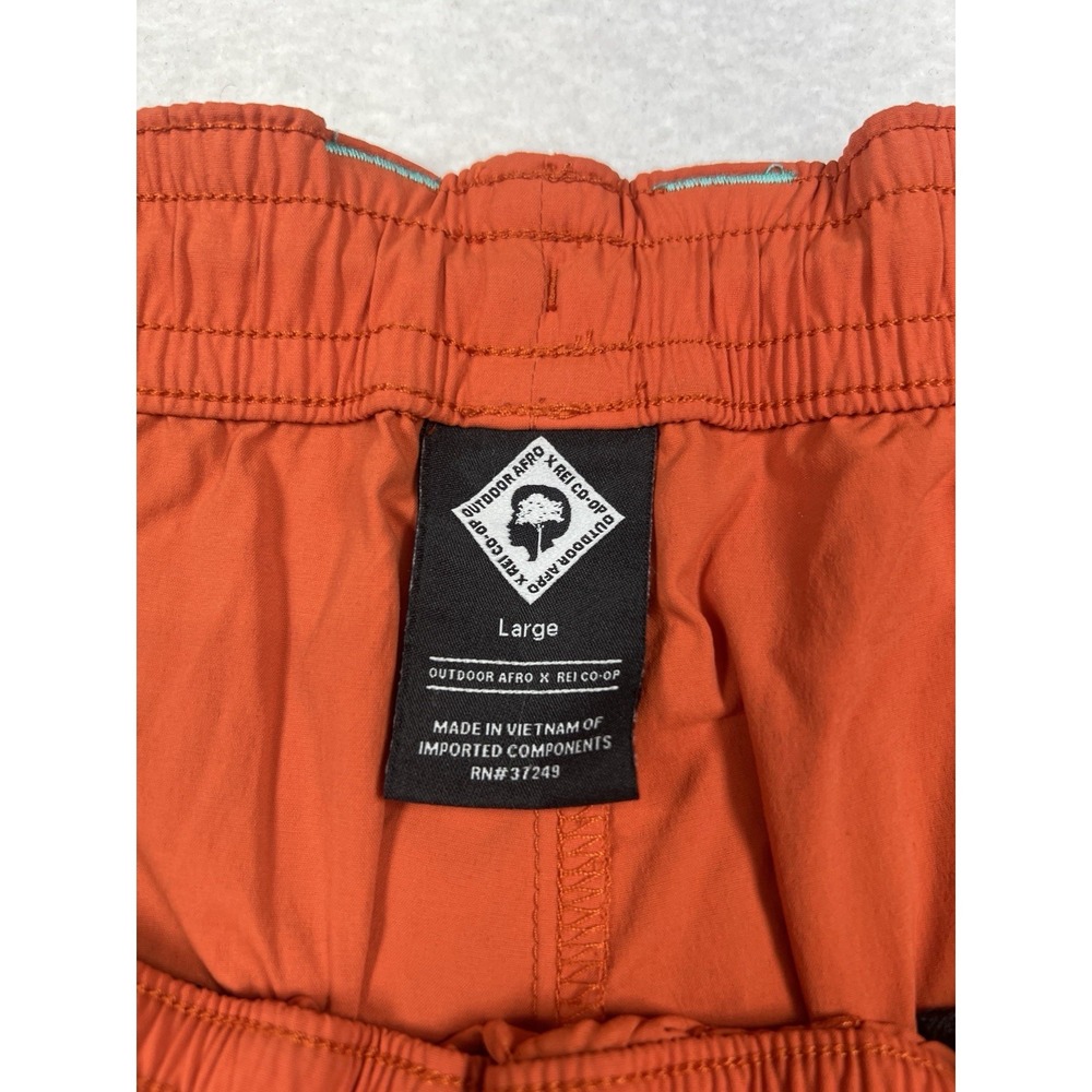 Outdoor Afro x REI Co-op Hiking Shorts Mens Large Orange Zip Pockets Drawstring - Picture 6 of 10